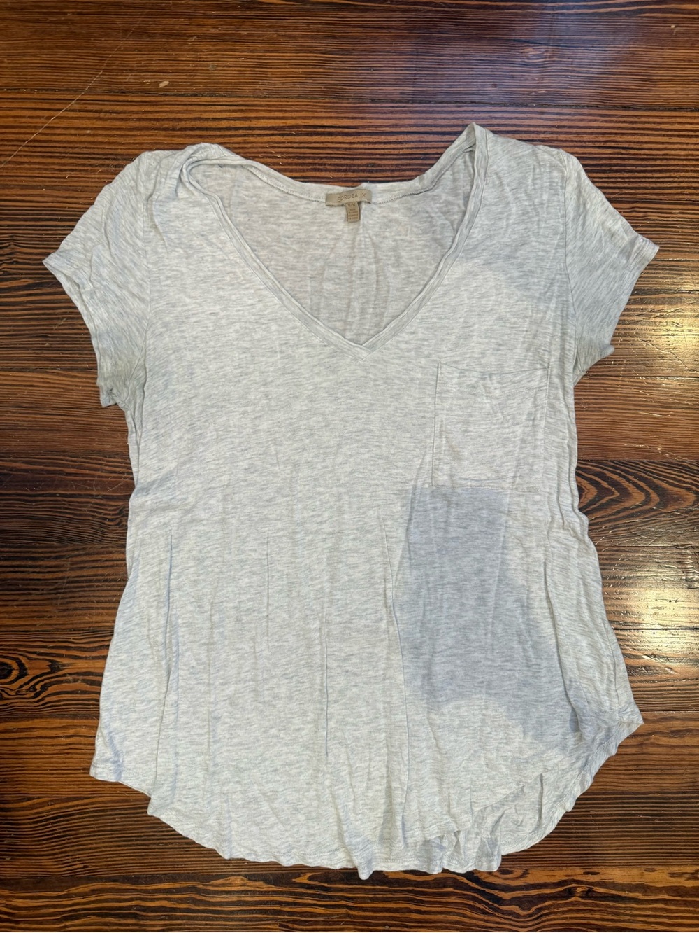Bordeaux Light Gray V-Neck Short Sleeve Tee